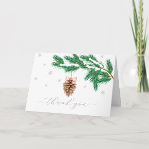 Modern Winter Snowflake Pine cone Baby Shower  Thank You Card