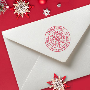 Modern Winter Snowflake return address Rubber Stamp