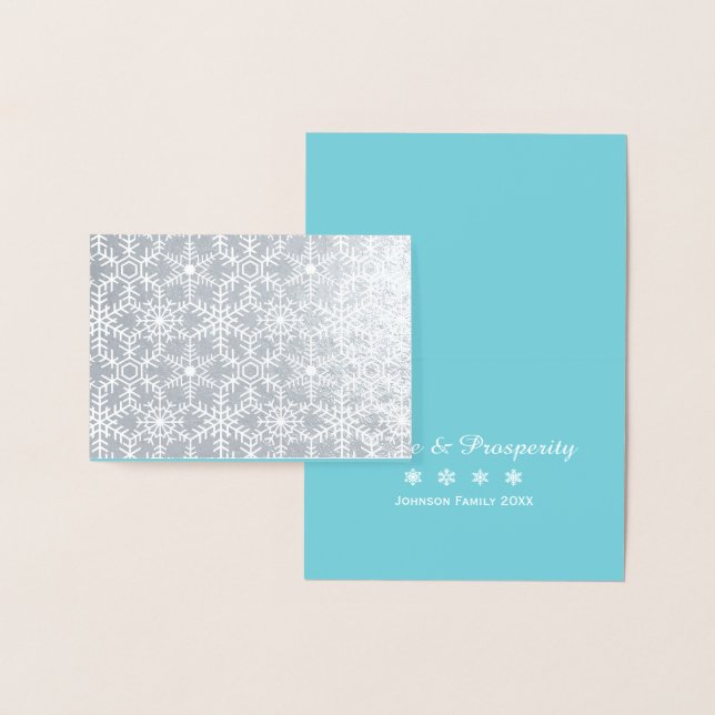 Modern Winter Snowflake Web Holiday Greeting Foil Card (Display)