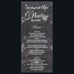 Modern winter snowflakes chalkboard wedding menu<br><div class="desc">Modern winter snowflakes chalkboard wedding dinner menu. Stylish,  elegant and original black chalkboard with white snowflakes background. A black and white elegant wedding theme perfect for winter wonderland,  Christmas wedding theme.The text is fully customisable</div>