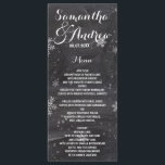 Modern winter snowflakes chalkboard wedding menu<br><div class="desc">Modern winter snowflakes chalkboard wedding dinner menu. Stylish,  elegant and original black chalkboard with white snowflakes background. A black and white elegant wedding theme perfect for winter wonderland,  Christmas wedding theme.The text is fully customisable</div>