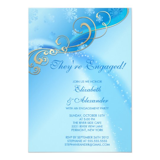 Modern Winter Snowflakes Engagement Announcement