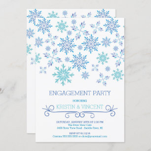 Modern Winter Snowflakes Engagement Party Invitation