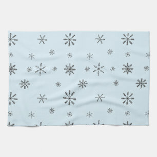 Modern Winter Snowflakes Tea Towel