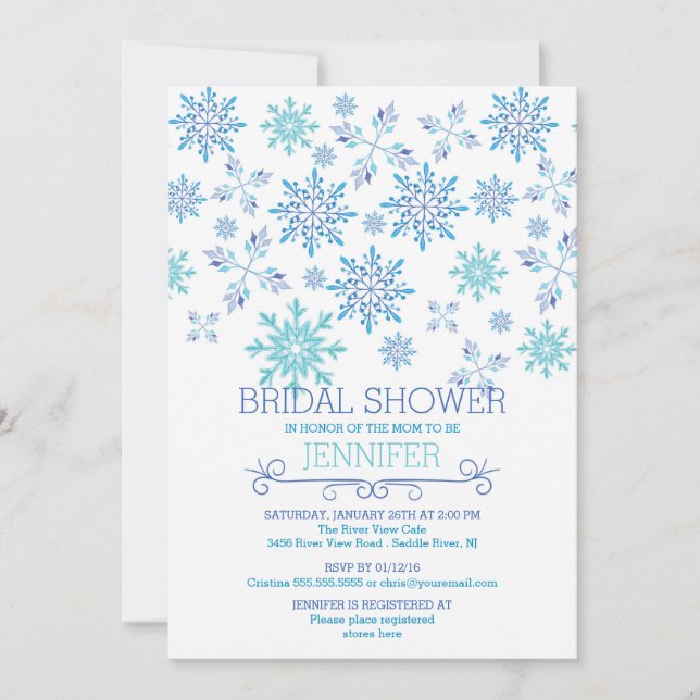 Modern Winter Snowflakes Wedding Bridal Shower Invitation (Front)