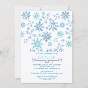 Modern Winter Snowflakes Wedding Bridal Shower Invitation