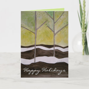 Modern Winter Trees Happy Holiday Card