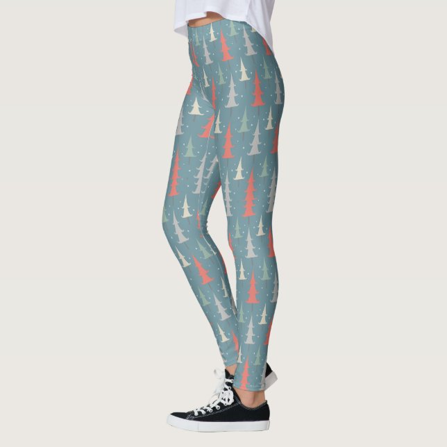 Modern Winter Trees Pattern Leggings (Left)