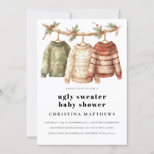 Modern Winter Ugly Sweater Baby Shower Invitation 