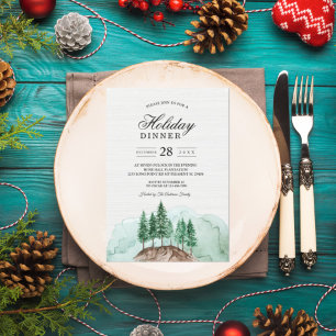 Modern Winter Watercolor Forest Green Nature Invit Invitation