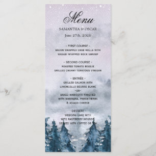 Modern Winter Watercolour Forest Blue Menu