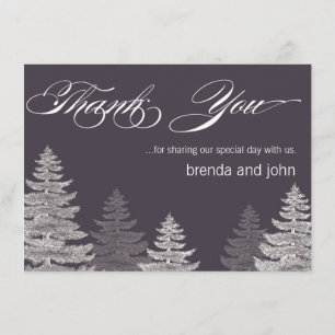 Modern Winter Wedding Thank You Cards Trees
