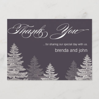 Modern Winter Wedding Thank You Cards Trees