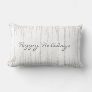 Modern Winter White Grey Sparkles Custom Holiday  Lumbar Cushion