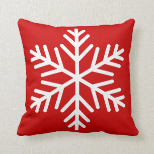 Modern Winter White Snowflake Red or Custom Colour Cushion