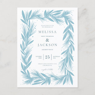 Modern Winter Wreath Frame Wedding Postcard