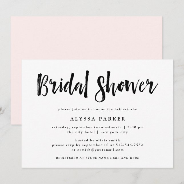 Modern Wish | Black and White Bridal Shower Invitation (Front/Back)