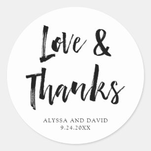 Modern Wish   Black and White Wedding Classic Round Sticker