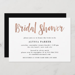 Modern Wish   Faux Rose Gold Bridal Shower Invitation