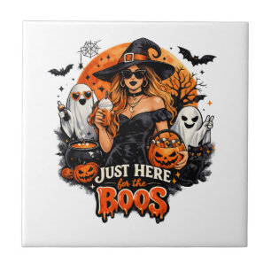 Modern Witch Just Here for the Boos Halloween Ceramic Tile