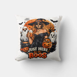 Modern Witch Just Here for the Boos Halloween Cushion