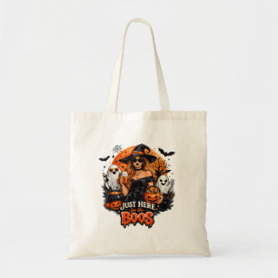Modern Witch Just Here for the Boos Halloween Tote Bag