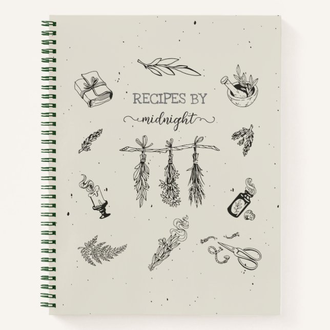 Modern Witch Kitchen Herbs Spell Recipe Notebook (Front)