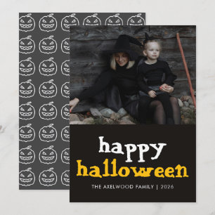 Modern Witchy Aesthetic Halloween Family Photo Holiday Card