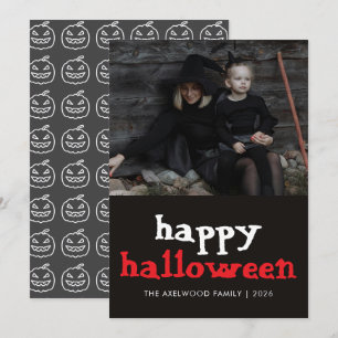 Modern Witchy Aesthetic Halloween Family Photo Holiday Card
