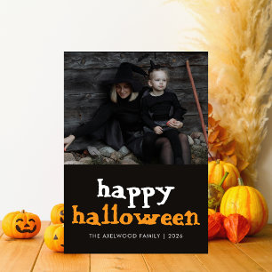 Modern Witchy Aesthetic Halloween Family Photo Holiday Card
