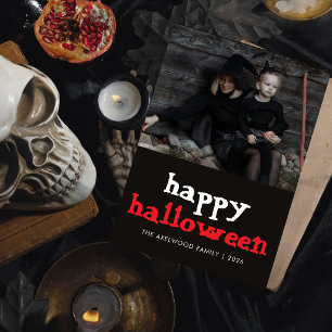 Modern Witchy Aesthetic Halloween Family Photo Holiday Card