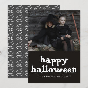 Modern Witchy Aesthetic Halloween Family Photo Holiday Card
