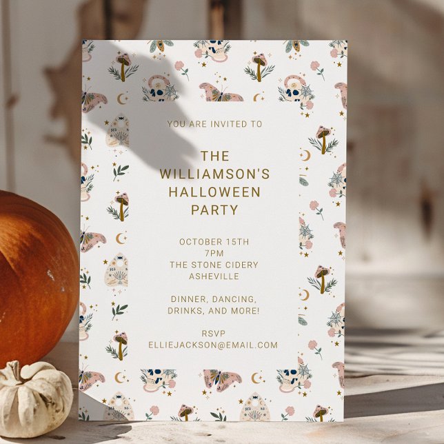 Modern Witchy Gothic Pink Simple Halloween Party  Invitation (Creator Uploaded)