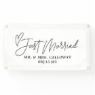Modern With Heart Just Married Car Banner