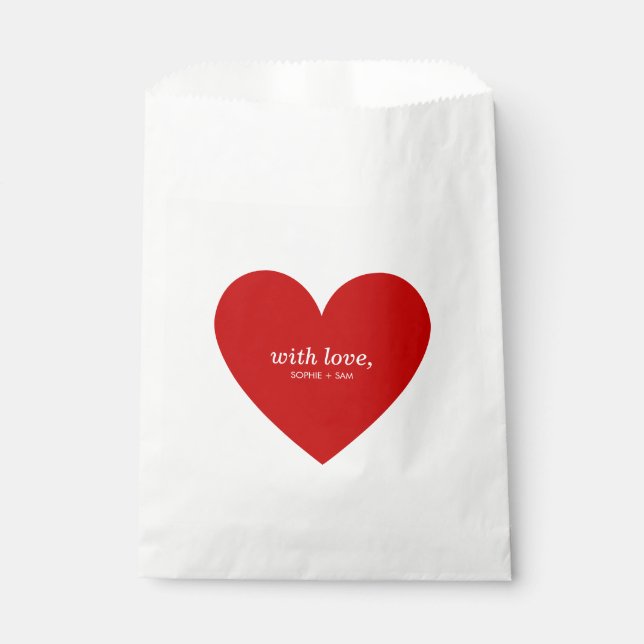 Modern With Love Red Heart Favour Bag (Front)