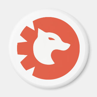 Modern Wolf Emblem Button Wolf Head in Red Circle Magnet