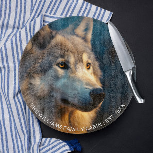 Modern Wolf Lover Personalised Cutting Board
