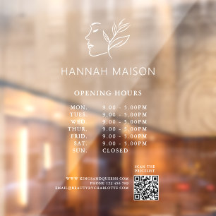 Modern, Woman Logo, Opening Hours & QR Code