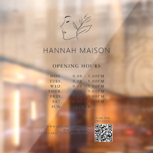 Modern, Woman Logo, Opening Hours & QR Code