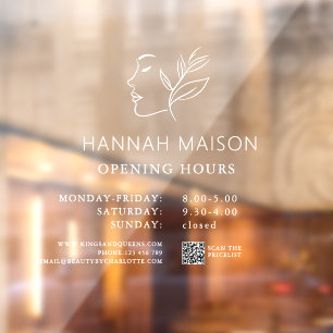 Modern, Woman Logo, Opening Hours & QR Code