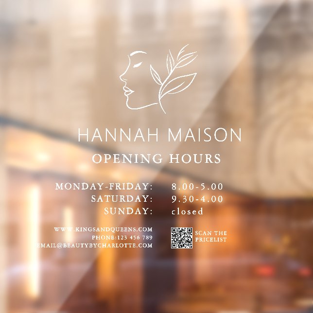 Modern, Woman Logo, Opening Hours & QR Code (Sheet 2)