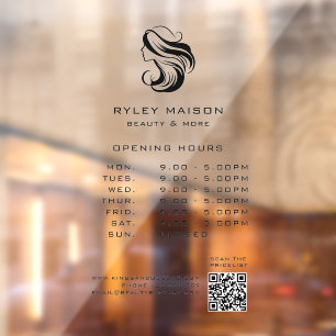 Modern, Woman Logo, Opening Hours & QR Code