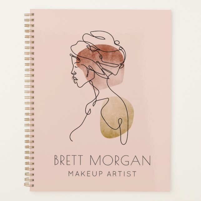 Modern Woman Makeup Artist Blush Pink Business  Planner (Front)
