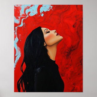 Modern Woman Portrait Painting Aesthetic Stylish  Poster