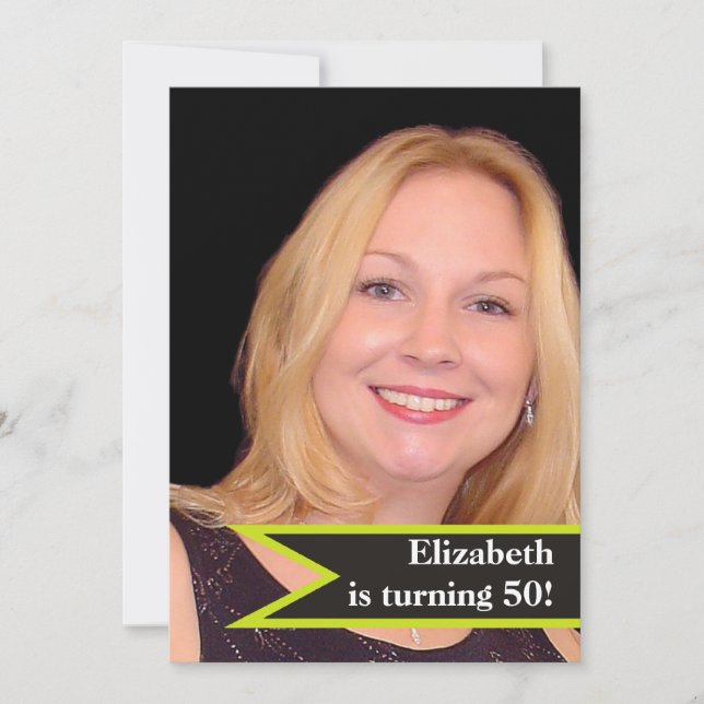 Modern women’s 50th birthday simple photo invitation (Front)