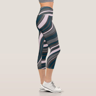 Modern Women's Rustic Blue & Grey Capri Leggings