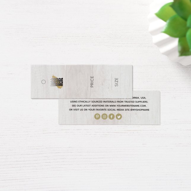 Modern  Wood Background Logo Clothing Price tag (Desk)