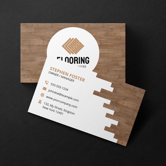 Modern Wood Flooring Tile Service Home Improvement Business Card (Creator Uploaded)