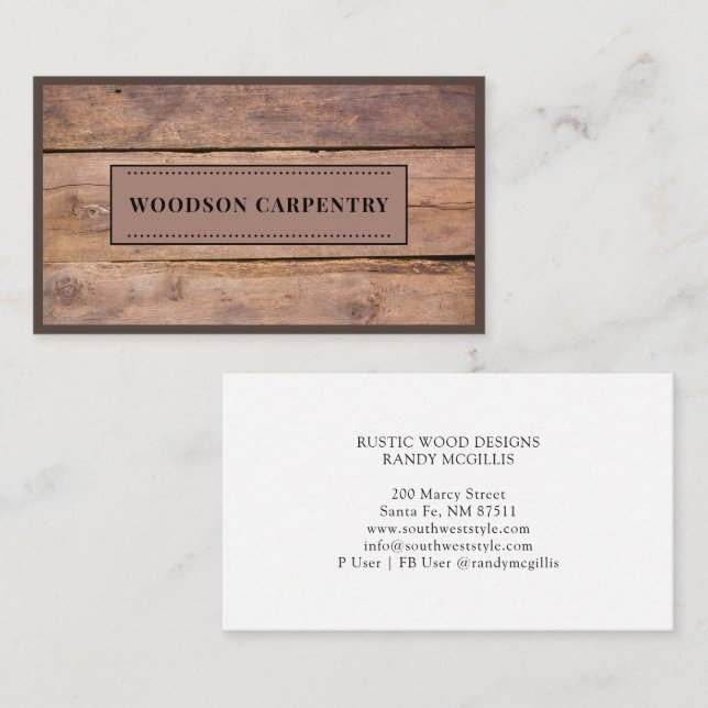 Modern Wood Grain Carpenter Woodworker Business Card (Front/Back)