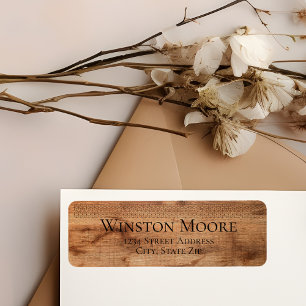 Modern Wood Grain Geometric Pattern Return Address Label